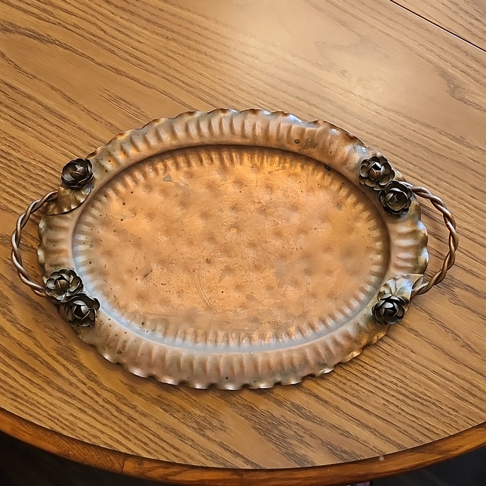Vintage Solid Copper Serving Tray
